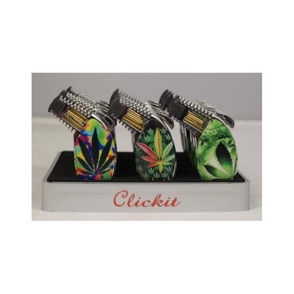GT016B -(15 /bx) torch lighter "SINGLE TORCH MARIJUANA LEAF LIGHTER"