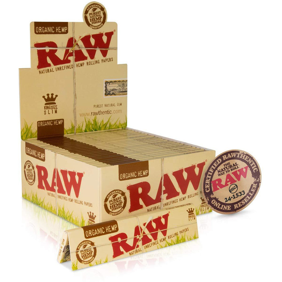 RAW King Size Slim Organic Rolling Papers | 50 Packs of 32