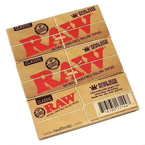 Raw Classic King Size Supreme Rolling Papers 40 Count (Pack of 3)