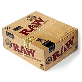 Raw Classic King Size Slim Rolling Paper Full Box of 50 Packs